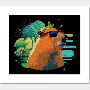 Capybara with sunglasses Posters and Art